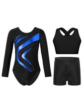 Girls Outfits Competition Sparkly Leotard Figure Skating Jumpsuit Kids Running