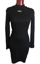 SHEIN MOCK NECK RIBBED BLACK LONG SLEEVED DRESS- SIZE XS US 2 - "HER"