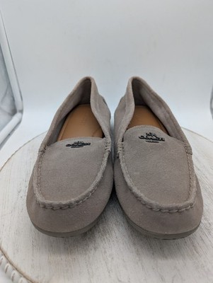 Coach Mary Lock Up Driving Slip On Loafers, Tan Suede Size  display picture 3