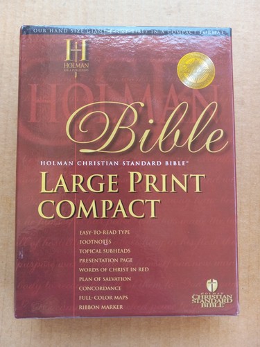HCSB GROSSDRUCK KOMPAKTE BIBEL, SCHWARZES GEBUNDENES LEDER von Holman Bibelstab Sehr guter Zustand