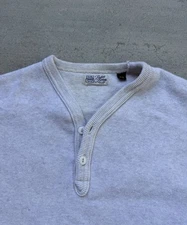 Freewheelers Shirt Mens 38 Gray Power Wear Henley Neck Long Sleeve Classic Japan