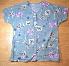 White Swan Scrubs, SMALL, Green Flower Print, 5 ship, Each add. item 1 ship