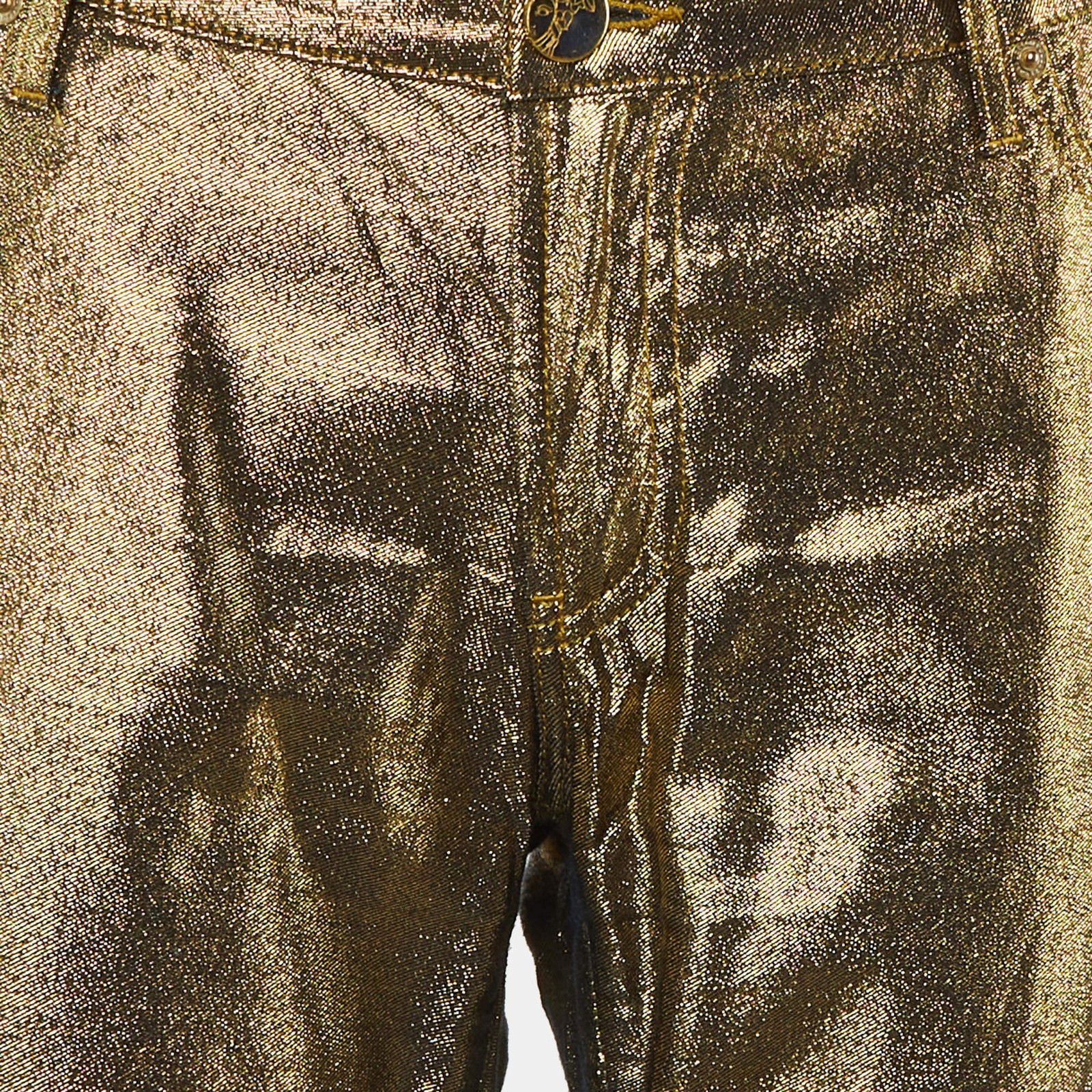Versace Collection Gold Metallic Slim Fit Jeans L thumbnail 3