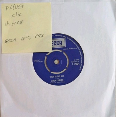Amen Corner High In The Sky / Gin House Blues Vinyl Record EX/VG+ F13634 1968