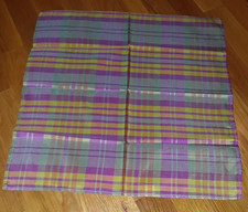 NIP Royal Silk Pink Orange Green Plaid 100 Silk 16" Pocket Square