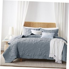 Coastal Beach Size Quilt Bedding Sets, Blue Nautical Tropical Twin Blue Grey