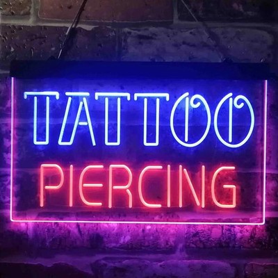 LED Neon Schild Tattoo Piercing 3D Wandkunst Leuchtreklame Rechteck