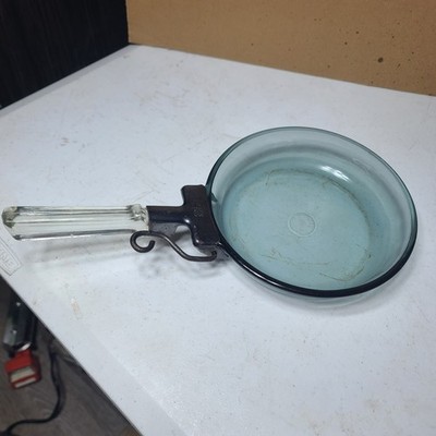 Vintage 1940 s Pyrex Flame Ware Glass Skillet Frying Pan with Removable Handle