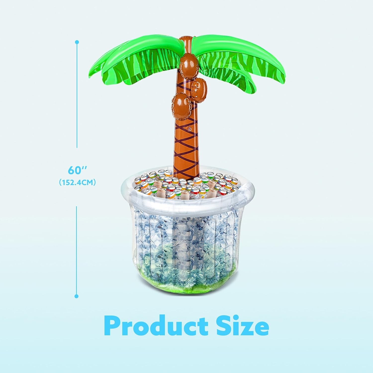 60" Inflatable Palm Tree Cooler, Beach Pool Party Decor, Tropical Drink Holder