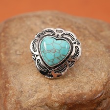 10X Set Vintage Flower Engraved Heart Turquoise Stone Bead Belt Metal Concho