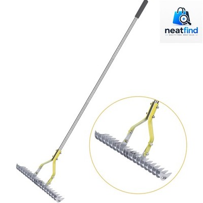 Adjustable Stainless Steel Thatch Rake - 15-Inch Wide for Effortless Lawn Care