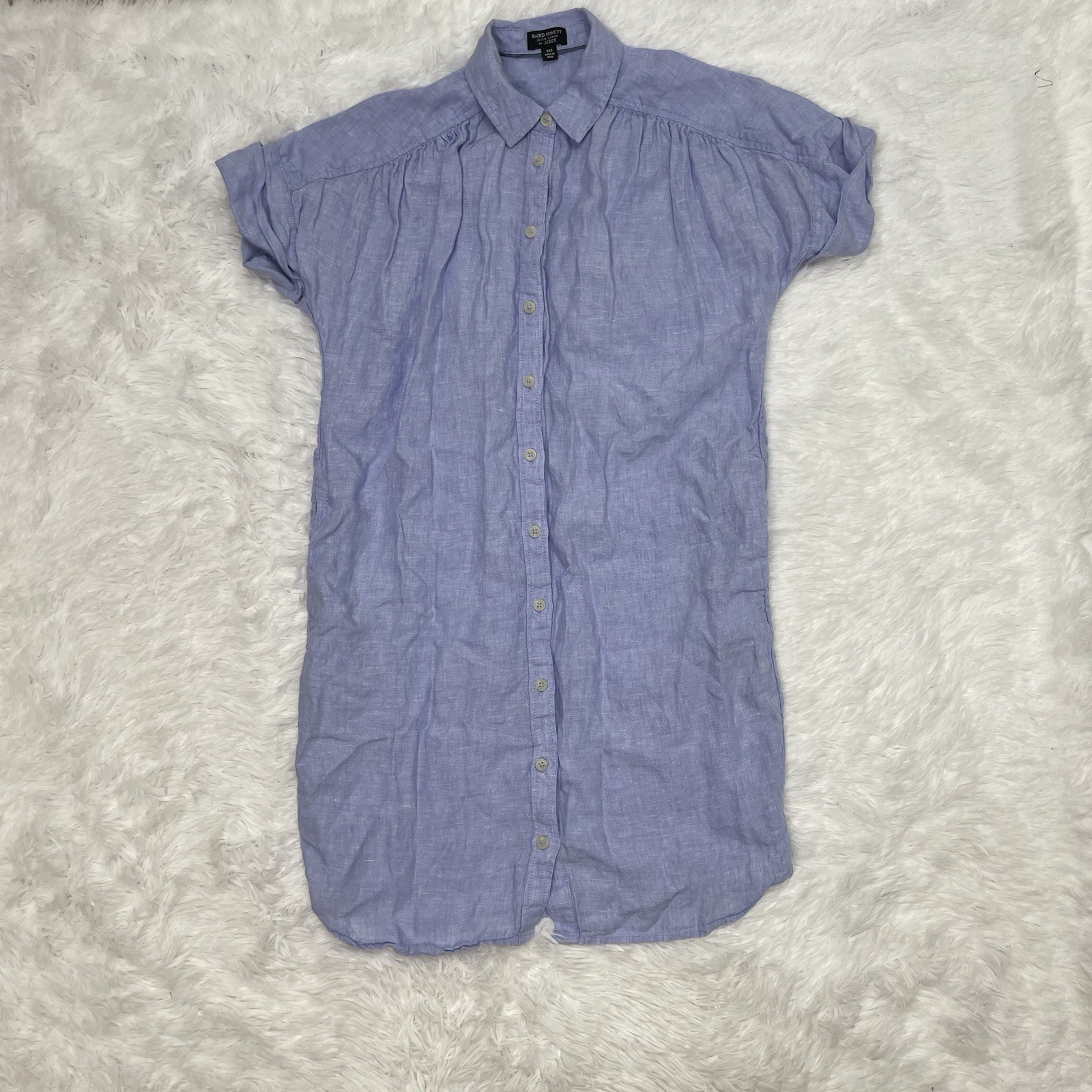 Baird McNutt J.Crew Irish Linen Button Up Shirt Dress Women’s Size XXS Blue