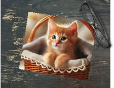 Microfiber Lens Cloth Orange Tiger Kitten Design 6x7 Inches Reusable