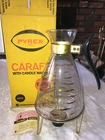NOS Vintage PYREX 4612 Gold TIGER Stripe 12-Cup CARAFE with STAND missing Lid