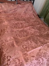 lata 1940-te Różowa Damasceńska Brokat Kwiatowa Kokarda Narzuta na łóżko Tkanina Zasłona 