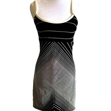 VTG Y2K Rampage Dress Geometric Stripes BodyCon Cutout Retro Disco Club RARE! S