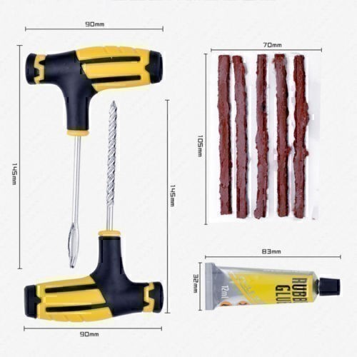 Car Tubeless Tyre Tire Puncture Repair Plug Repair Kit Needle Patch Fix Ylkohkto - Picture 3 of 9