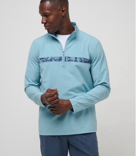 NWT Travis Matthew Men's Swell Season Quarter Zip Pullover Shirt Blue Size XXL - 第 1/20 張圖片