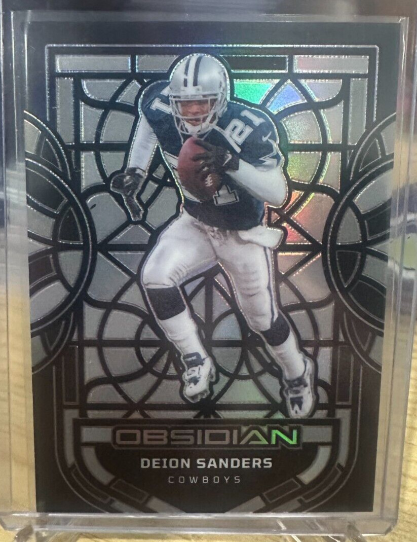 2024 Obsidian Deion Sanders Black Stained Glass Case Hit SSP Cowboys
