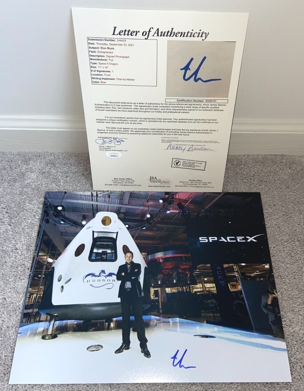 Elon Musk Signed 11x14 Photo Tesla Space X Boring Cybertruck Jsa Xx28127
