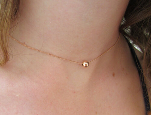 Hermoso Gargantilla Oro Rosa Collar Relleno de Oro 14K y Dije Bola de 6mm Minimalista - Imagen 2 de 5