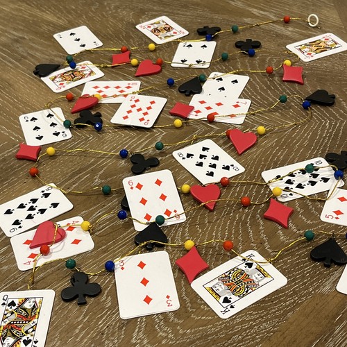 Lot Of 5 Casino Poker Cards Garland Christmas Party Decoration - Picture 2 of 18