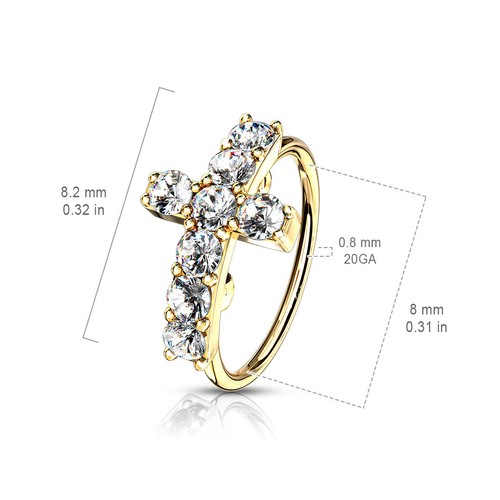 CZ Paved Cross Bendable Ear Cartilage Daith Tragus Helix Hoop Nose Rings 20G - Picture 2 of 8