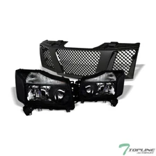 Topline For 2004-2007 Titan/Armada Black Headlight Signal nb+Mesh Front Grille