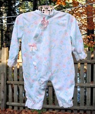 VTG 70's/80's Girls Pastel Floral Print One Piece Sleeper Playskool PlayJ's 12M