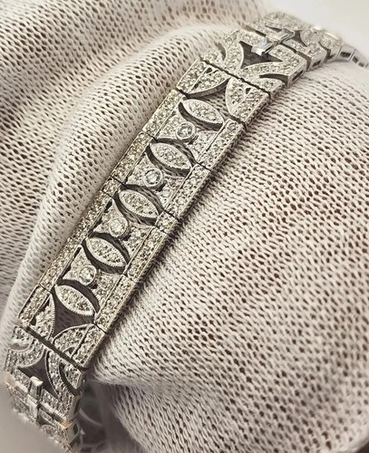 18 Kt White Gold Diamond Bracelet 4.25 CT SI2 Round Diamonds .24 Baguette 7 Inch - Picture 5 of 16