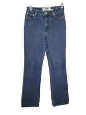 Moschino Donna Jeans Straight Leg Blue peace sign Size 27