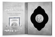 AUSTRIA GERMANIA 2021 THE ALLEGORIES  10 MARK 2 OZ PURE SILVER BU ROUND CAPSULE