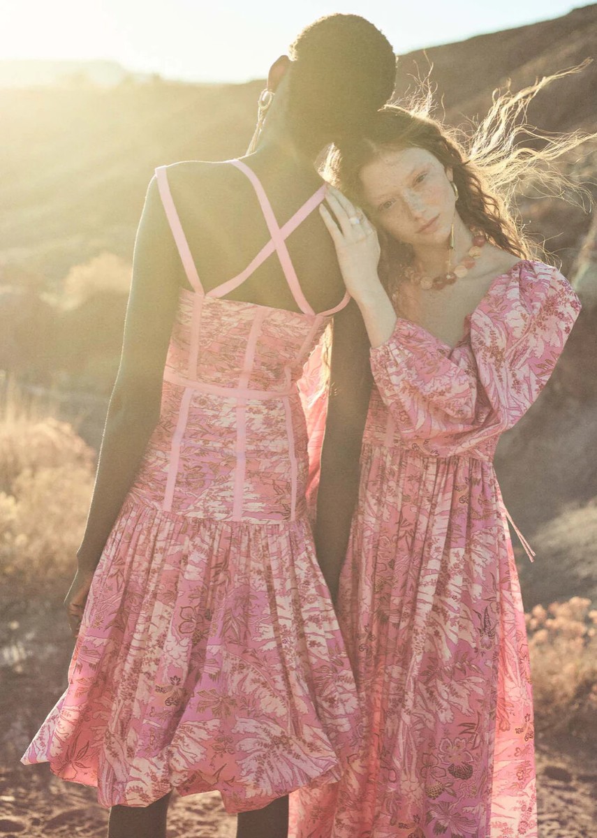 NWT Ulla Johnson Kaia Floral Midi Dress, Camellia (Pink) Size 8