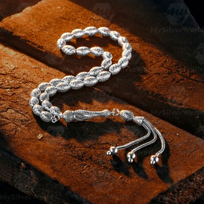 925 Sterling Silver Rice Prayer Beads Tasbih Misbaha