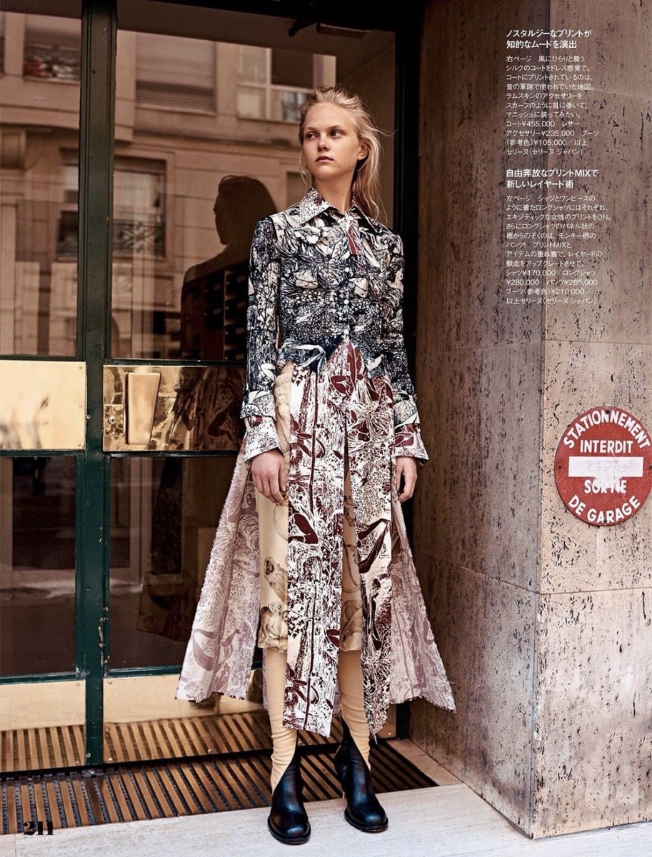 Celine Figure Print Shirt Dress Mulberry Silk Winter 2017 Phoebe 