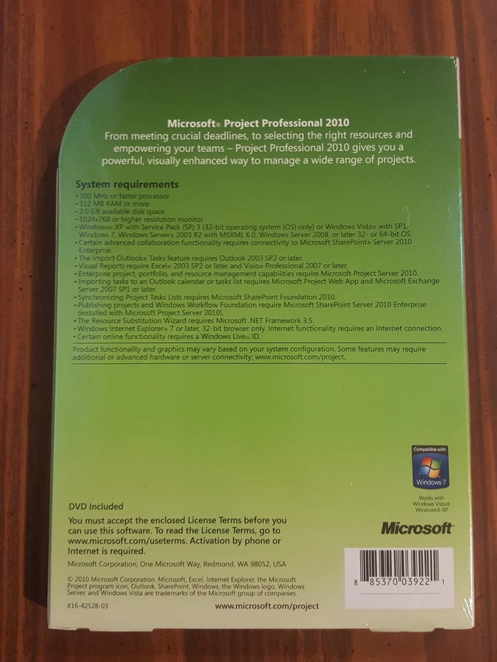NEW SEALED Genuine Microsoft Project Professional 2010 Full Version - Image 2 of 3