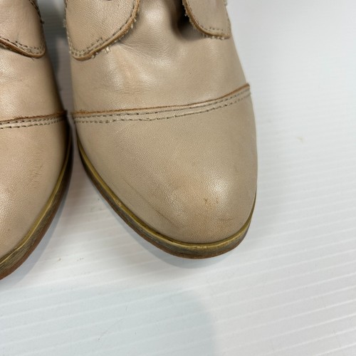 Windsor Smith Leather Boots Women's Size 8.5 Beige Lace Up Heel Mid Calf Y2K - Picture 10 of 19