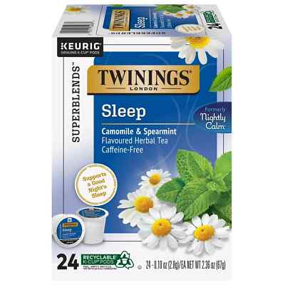 Twinings Nightly Calm Herbal Tea K Cups 24 Count Caffeine Free Herbal Blend 8/26