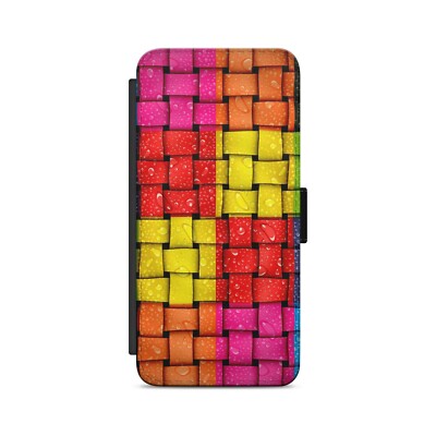 MOSAIKSTREIFEN Farbe MUSTER Flip Wallet Handyhülle für iPhone Modelle