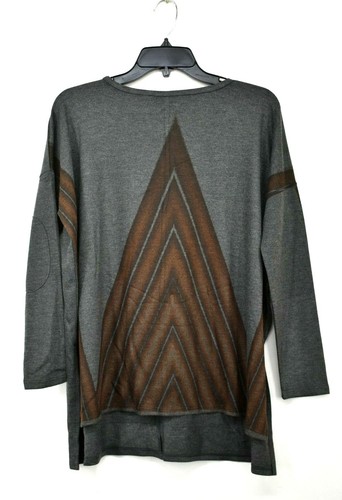 Go Couture Womens Grey Boatneck Printed 