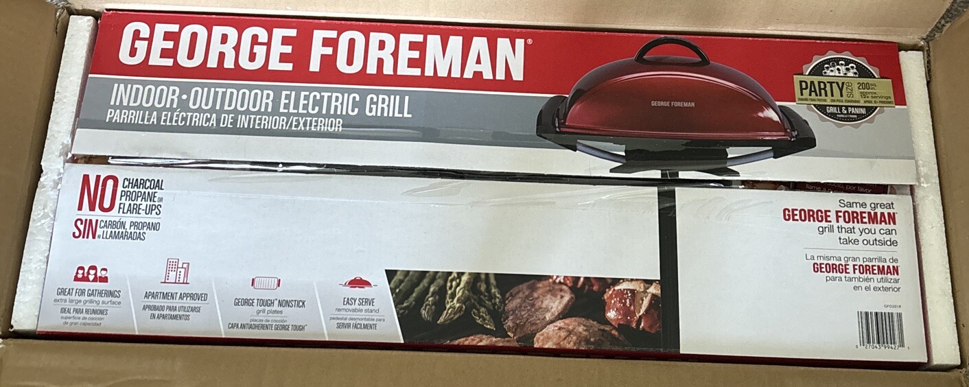 BRAND NEW Foreman 12 Serving Indoor Outdoor Electric Grill Red
