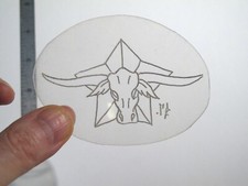 vtg 1960s Tattoo Flash acetate stencil Texas Star and Cowskull signed TX