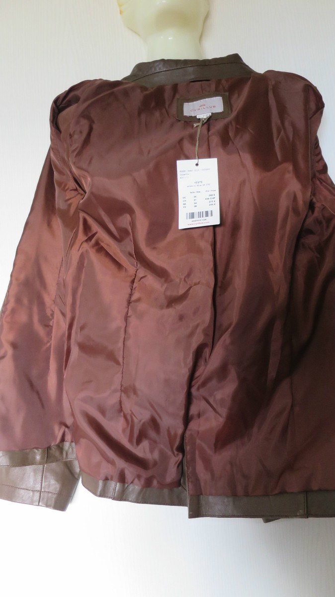 Veste Femme En Cuir D'agneau Nappa CYRILLUS - Taille FR36 (EU34), Marron Brun, Neuf Avec étiquettes
