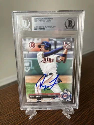 2017 1st Bowman #BD1 Royce Lewis RC Pre Rookie RARE BAS Authentic Auto Signed