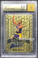 2012-13 LEAF METAL INDUCTIONS ON CARD AUTO: MAGIC JOHNSON #1/1 AUTOGRAPH BGS 9.5