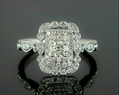 14K White Gold 2.24CT Round Lab-Created Diamond halo Women's Engagement Ring