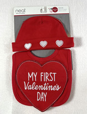 Baby Neat Solutions My First Valentine's Day Hat Bib Red Hearts New