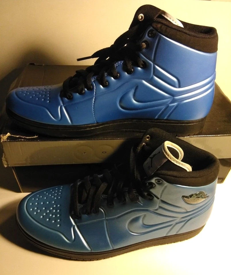 TÊNIS DE BASQUETE AIR JORDAN Retro AJ 1 anodizado Nike AZUL preto TAMANHO EUA 10 - Imagem 2 de 4