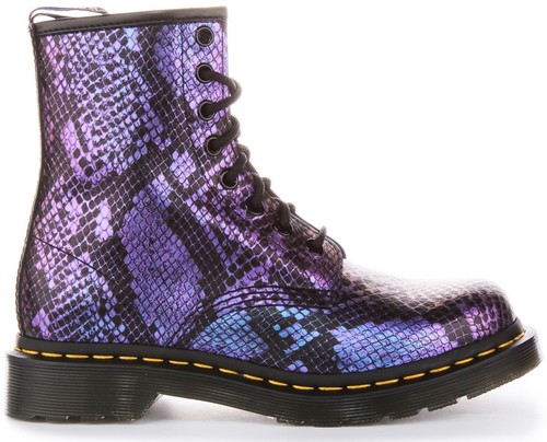 DR MARTENS 1460 Schlangenmuster Leder Schnürstiefel Schwarz Mehrfarbig UK 4 - 7 - Bild 2 von 12