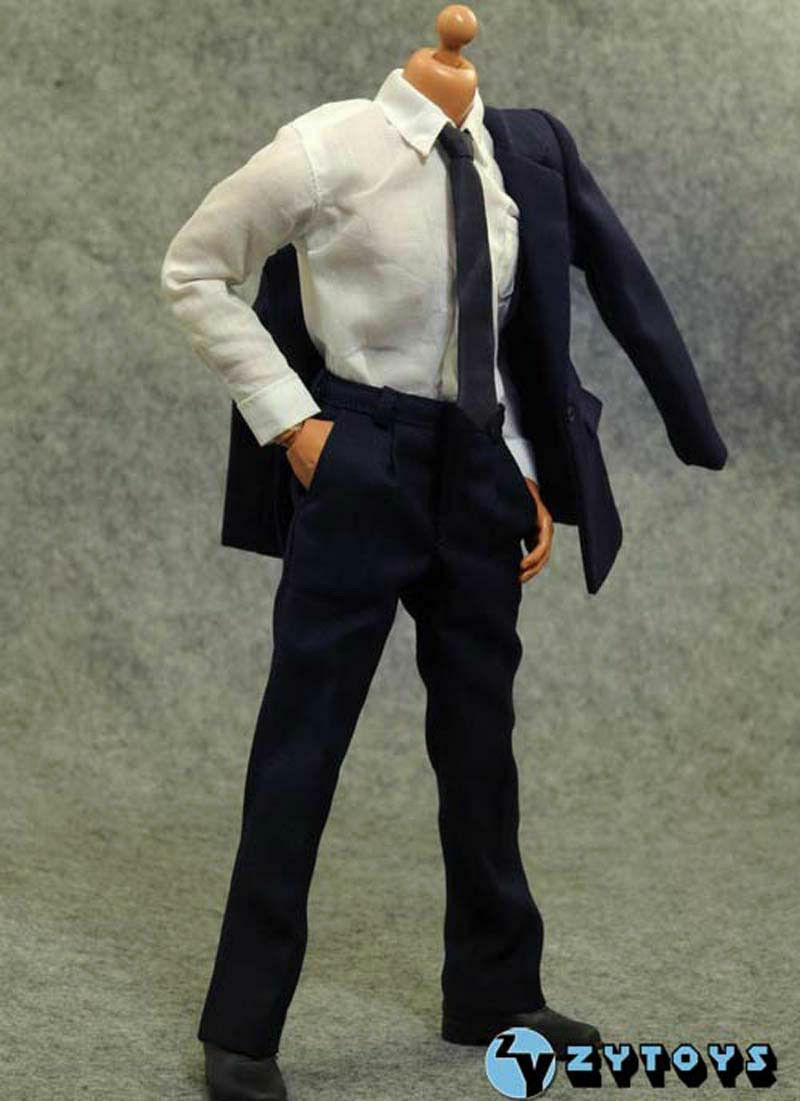 ZY-TOYS 1/6サイズフィギュア用衣装男性用 紺(ネイビー)色スーツセット ZYTOYS 1/6 Male Navy Blue Business Suit Clothes Set For 12